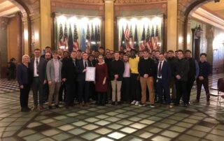 State Rep. Sheryl Kennedy (D-Davison) welcoming the State Champion Davison High School Football team to the Capitol in Lansing on Wednesday, Feb. 5, 2020.