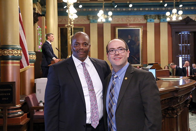 State Rep. John Cherry (D-Flint) welcomed Pastor Gregory Timmons of Calvary United Methodist Church in Flint for the invocation on Wednesday, February 13, 2019.