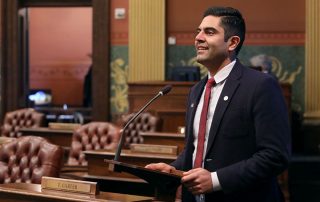 State Rep. Ranjeev Puri (D-Canton) speaks on the House floor March 10, 2021.