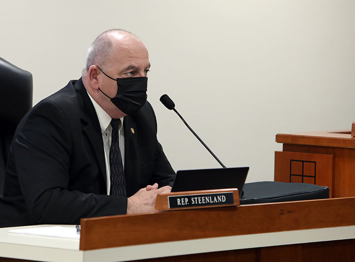State Representative Richard Steenland (D-Roseville) listens to testimony in committee on February 2, 2021.
