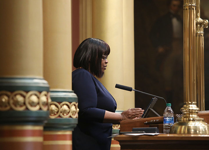 State Rep. Brenda Carter (D-Pontiac) gave the invocation to start session on April 13, 2021.