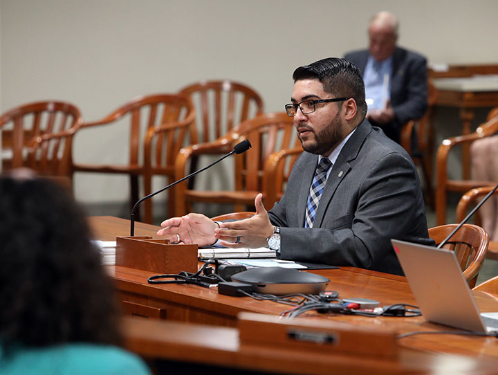 State Rep. Alex Garza (D-Taylor) testified in committee on May 19, 2021.