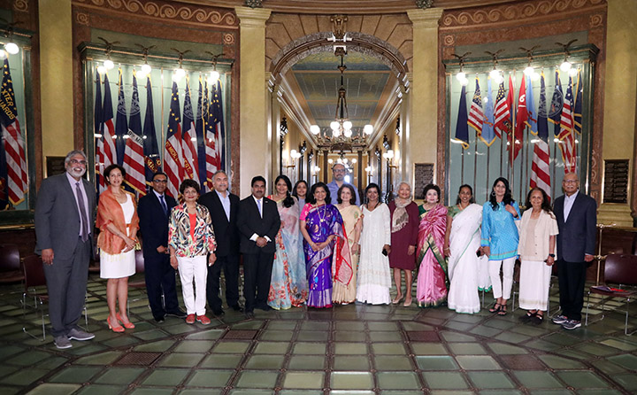 State Rep. Padma Kuppa (D-Troy) hosted dozens of guests for Indian American Legislative Day in the Capitol Rotunda on June 8, 2021.