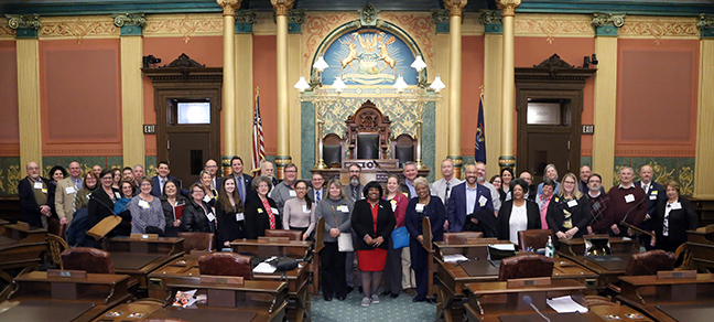 State Rep. Brenda Carter (D-Pontiac) welcomed members of the Michigan Association of School Boards to the Capitol on Wednesday, April 17, 2019.