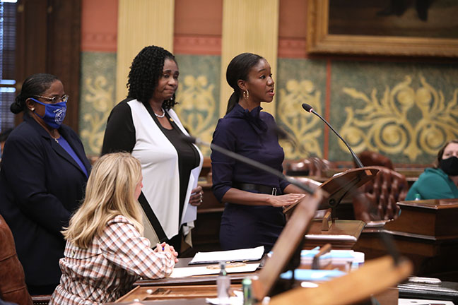 State Rep. Kyra Bolden (D-Southfield) spoke on her resolution declaring October Uterine Fibroids Awareness Month in Michigan, on October6, 2021.
