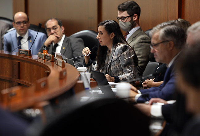 Democratic Vice Chair Mari Manoogian D-Birmingham) listened to testimony about recent power outages during an oversight hearing in the House Energy Committee on Wednesday, October 20, 2021.