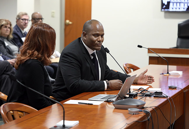 State Rep. Joe Tate (D-Detroit) testified on his legislation to reopen Lewis College of Business, Michigan's only historically Black college or university, in the House Education Committee on October 26, 2021.
