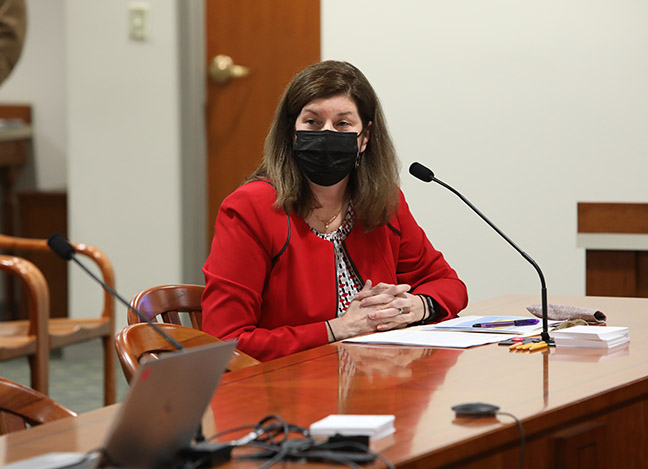 State Rep. Cara Clemente (D-Lincoln Park) testified on HB 4984, part of a package of bills dealing with car seat safety, in the House Transportation Committee Tuesday, October 26, 2021.