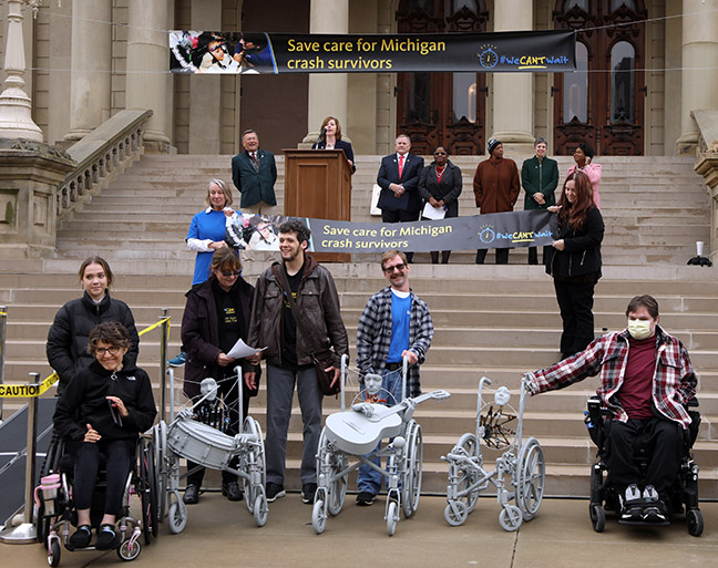 State Rep. Julie M. Rogers (D-Kalamazoo) and others announced narrowly tailored, bipartisan legislation to provide immediate and necessary triage for auto-accident survivors in Michigan, at a Capitol press conference on October 27, 2021.