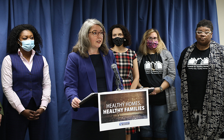 State Rep. Rachel Hood (D-Grand Rapids) held a press conference to discuss a package of bills aiming to enhance identification, prevention and treatment of lead exposures, on October 14, 2021.