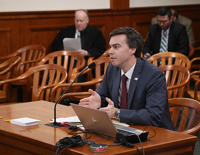State Rep. Kevin Coleman (D-Westland) testified on House Bill 5038, which deals with communications in the department of labor and economic opportunity, in the House Committee on Communications and Technology on February 16, 2022.