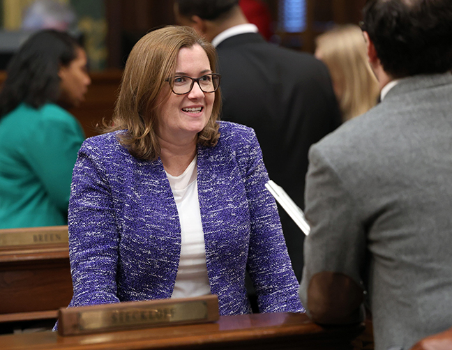 State Rep. Natalie Price (D-Berkley) discussed legislation on the House floor on January 11, 2023.