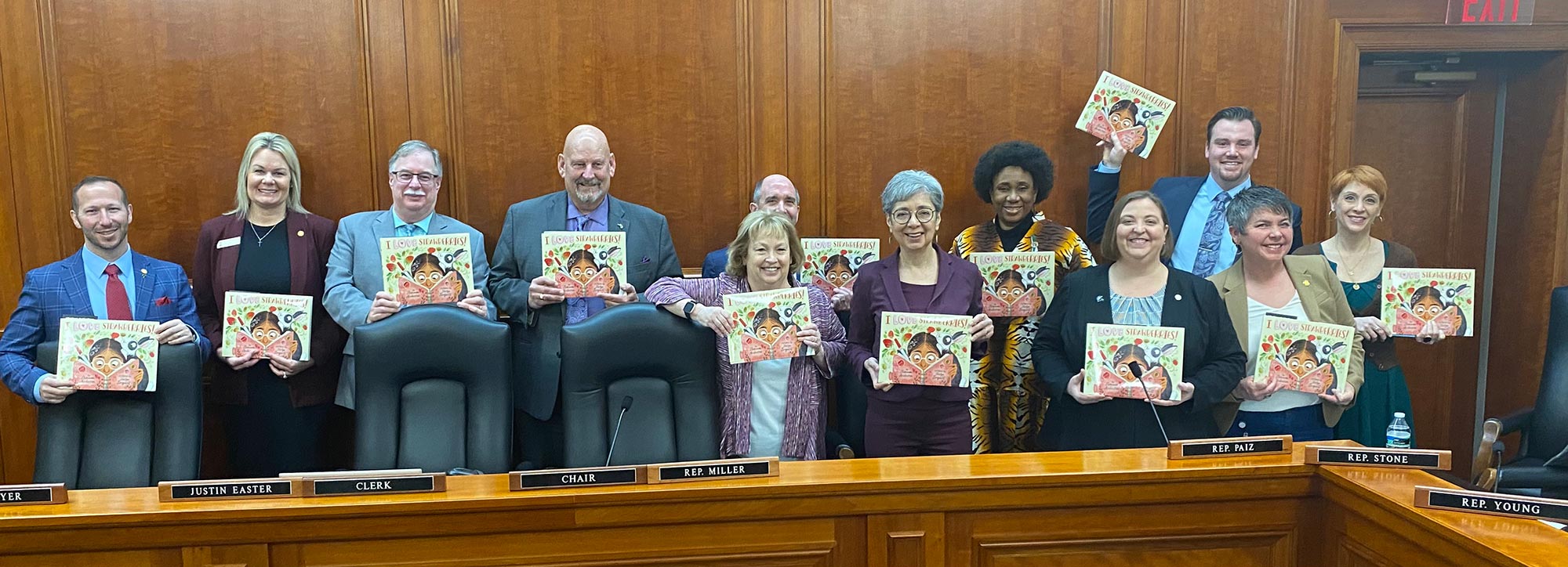 On Wednesday, March 1, Michigan Farm Bureau presented House Agriculture Committee Members with the book "I Love Strawberries!" by Shannon Anderson for March is Reading Month.