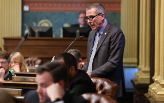 State Rep. Nate Shannon speaks on the House Floor. Wednesday, May 10, 2023.