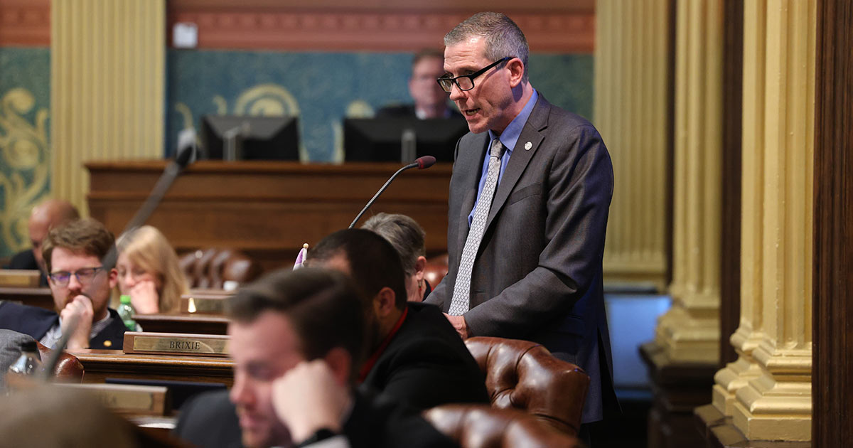 State Rep. Nate Shannon speaks on the House Floor. Wednesday, May 10, 2023.