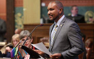 State Rep. Jimmie Wilson, Jr. speaks on the Judiciary budget at the Michigan Capitol on Wednesday, May 10, 2023.