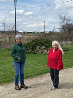 State Rep. Veronica Paiz (D-Harper Woods) meets with farmer and environmental activist Lynn Henning on Earth Day during a Concentrated Animal Feeding Operation (CAFO) tour on Saturday, April 22, 2023. Lynn exposed the polluting practices of livestock factory farms in rural Michigan, gaining the attention of the federal EPA and prompting state regulators to issue hundreds of citations for water quality violations.