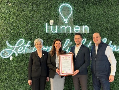 State Rep. Veronica Paiz (D-Harper Woods) presents a tribute alongside state Sen. Kevin Hertel (D-St. Clair Shores) to celebrate the grand opening of Lumen Pediatric Therapy on April 24, 2023 in St. Clair Shores. “We wish them the best of luck in this new endeavor!” Rep. Paiz said.