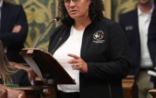 State Rep. Felicia Brabec (D-Pittsfield), chair of the Appropriations General Government Subcommittee, speaks in support of the fiscal 2023-24 budget at the Michigan Capitol on June 28, 2023.