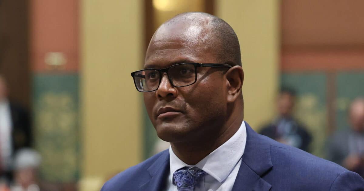 State Rep. Joe Tate (D-Detroit) addresses the chamber before the passage of the 2023-24 state budget on Wednesday, June 28, 2023 at the state Capitol in Lansing.