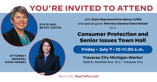 Rep. Coffia's Consumer Protection and Senior Issues Town Hall Graphic