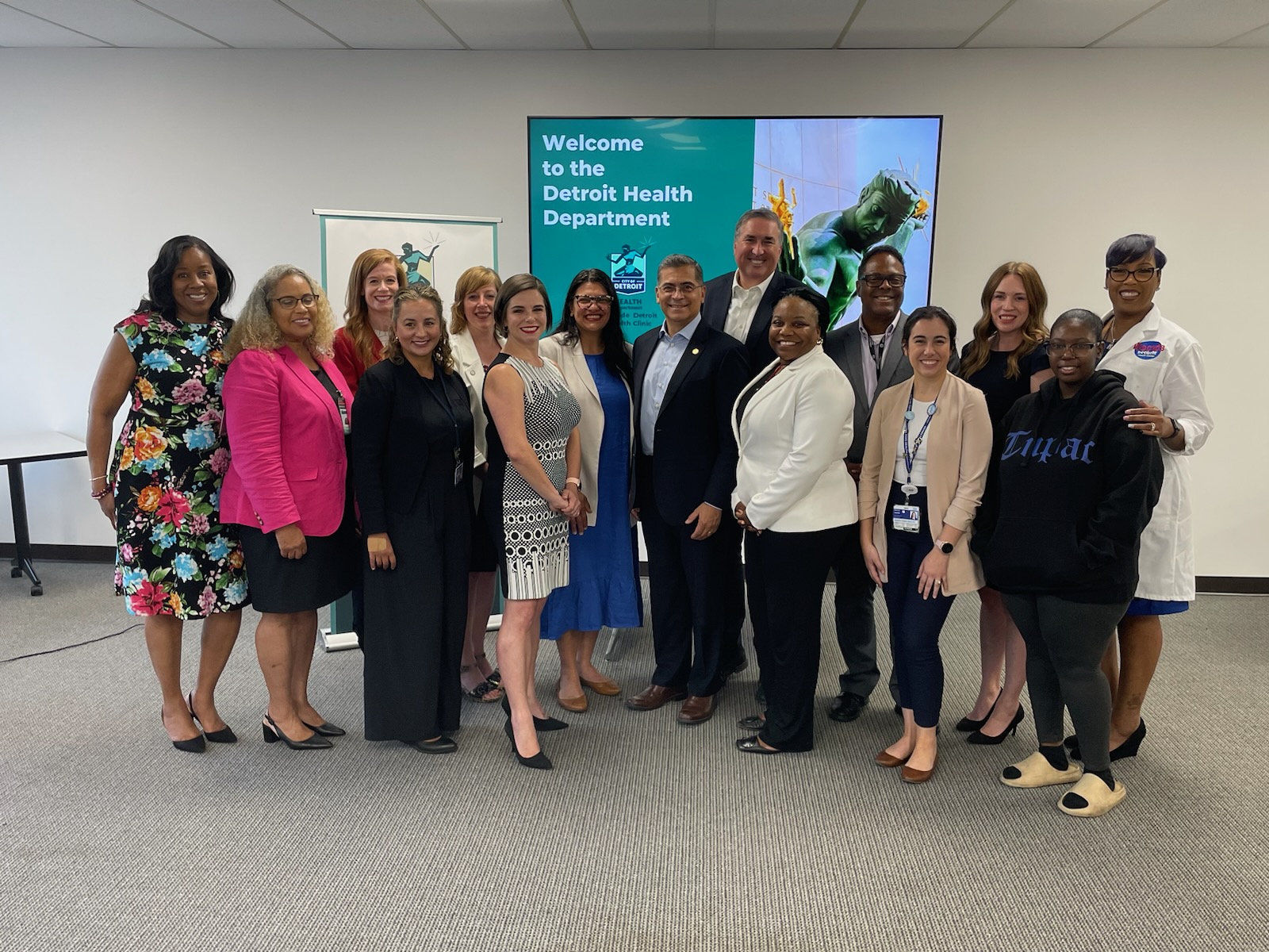 Participants of a reproductive health roundtable gathered today, July 7, 2023, at the Detroit Health Department to discuss the state of abortion access in Michigan.