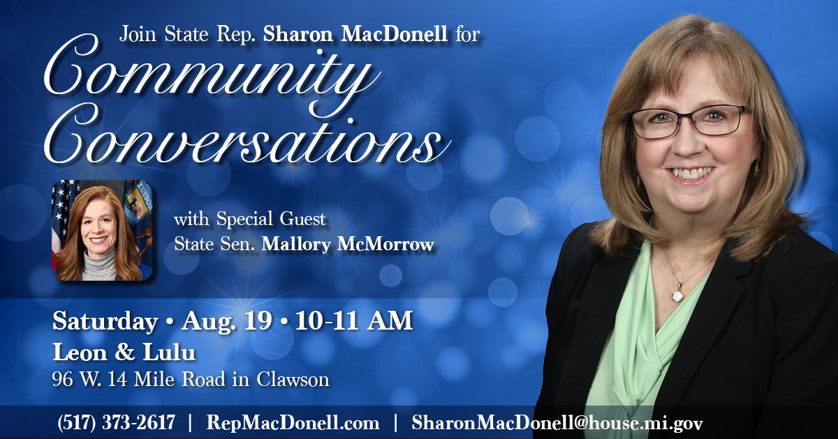 Rep. MacDonell’s Community Conversations Saturday, August 19
