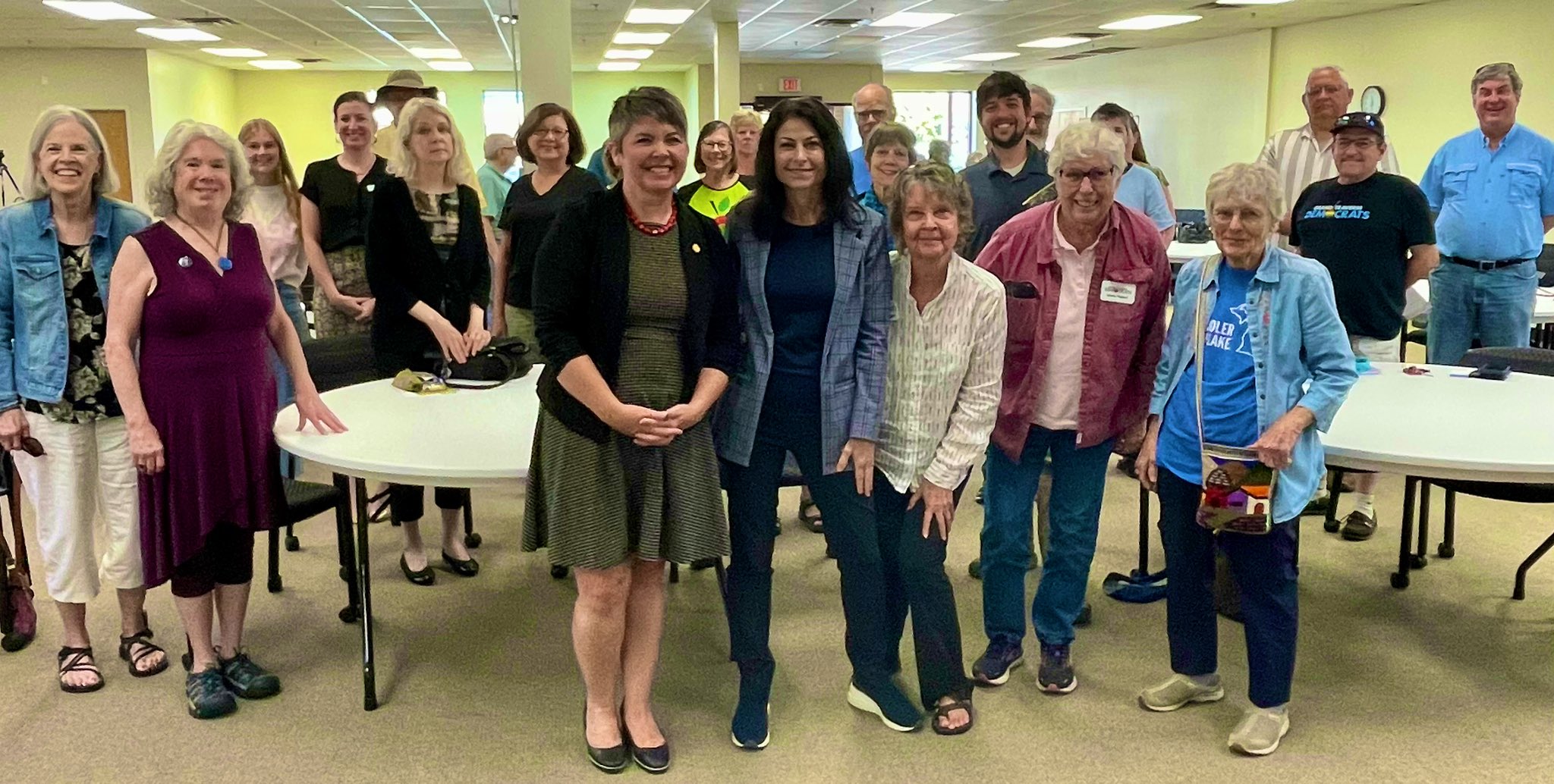 State Rep. Betsy Coffia (D-Traverse City), center left, and Attorney General Dana Nessel, center right, hosted a town hall today, July 7, 2023, regarding senior issues and consumer protection.