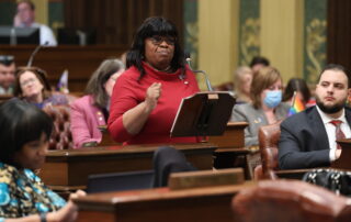 State Rep. Brenda Carter (D-Pontiac) delivers remarks on the Michigan House floor in support of her legislation to reinstate prevailing wage.