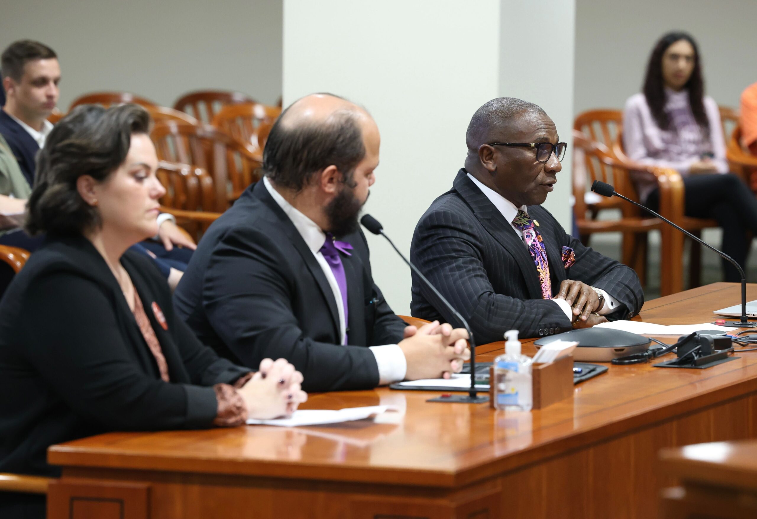 State Rep. Amos O’Neal (D-Saginaw) testifies in front of the House Criminal Justice Committee on Sept. 26, 2023 at the House Office Building in Lansing.