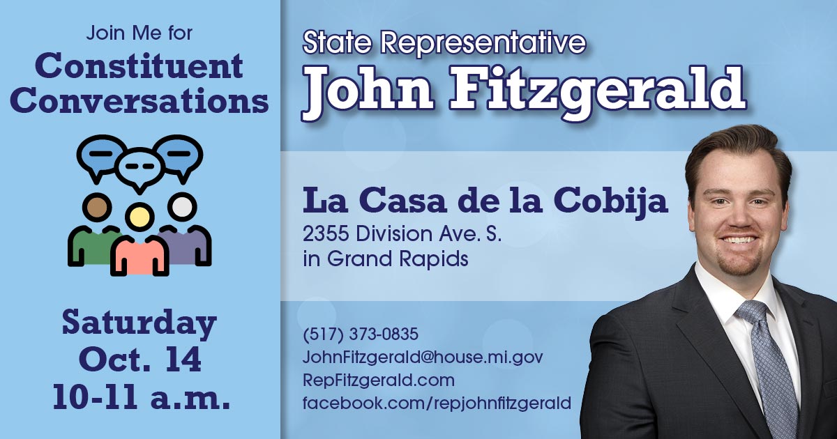 Rep. Fitzgerald's constituent conversations graphic with the following information