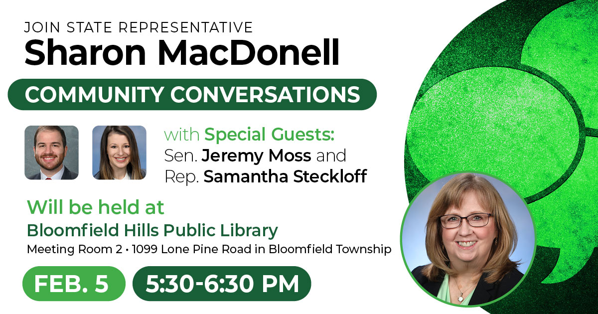 Community Conversation with special guest Senator Jeremy Moss and Rep. Steckloff will also be in attendance.