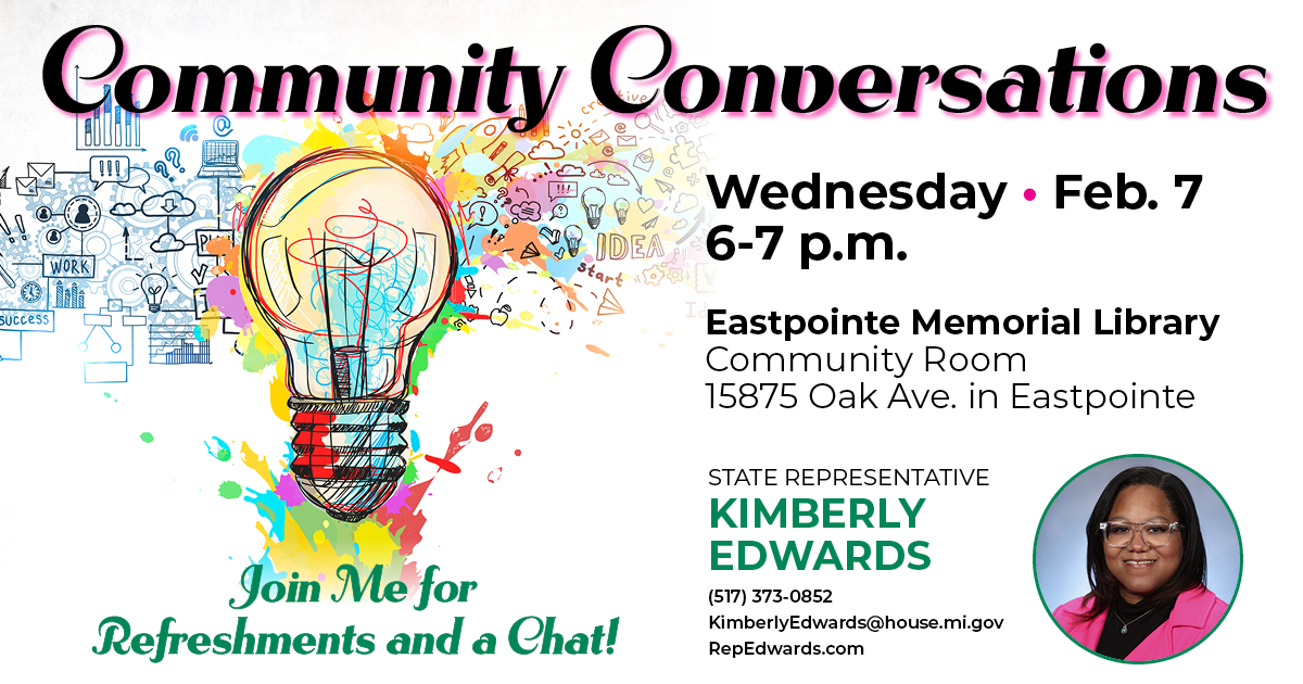 Community Conversation graphic for Rep. Kimberly Edwards.