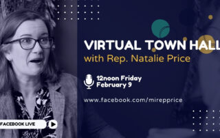 Graphic inviting constituents to Rep. Price's virtual town hall on Facebook Live on Friday, Feb. 9, from noon to 1pm.