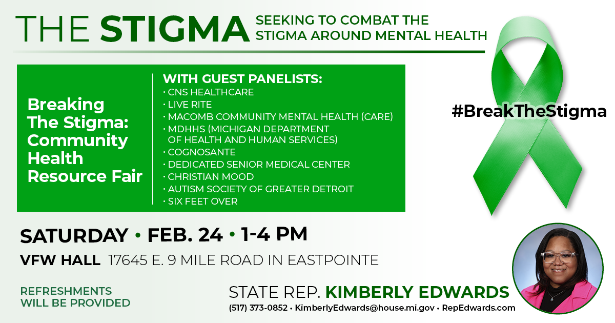 Infographic about Rep. Edwards' Stigma Resource Fair.