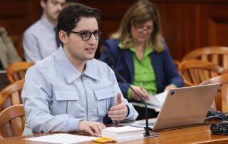 State Rep. Noah Arbit (D-West Bloomfield) testifies on House Bill 5551 before the House Elections Committee on Tuesday, March 12, in the House Office Building in Lansing.