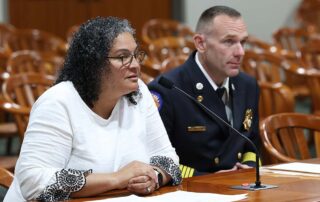 State Rep. Felicia Brabec (D-Pittsfield Township) testifies in the Local Government and Municipal Finance Committee on House Bill 4360 on June 15, 2023, at the House Office Building in Lansing.