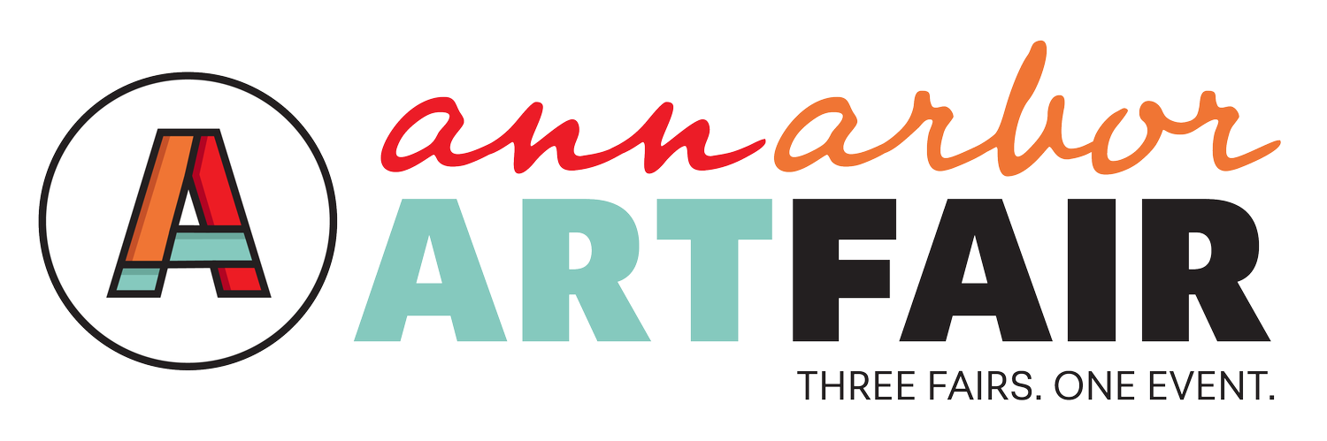 A red, orange and teal digital advisory that reads "Ann Arbor Art Fair. Three Fairs. One Event."