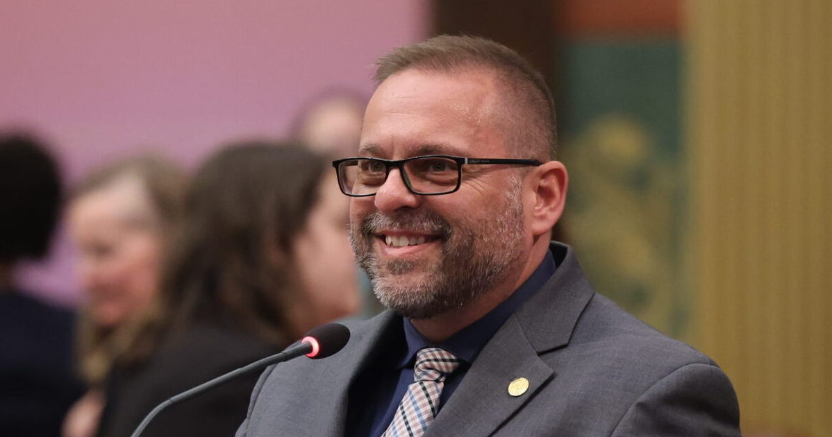 State Rep. Mike McFall speaking on the House floor at the Capitol in Lansing.