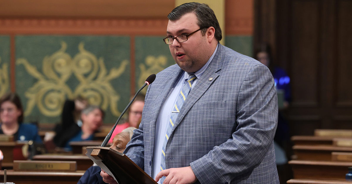 Michigan State Representative Will Snyder speaks on the House floor.