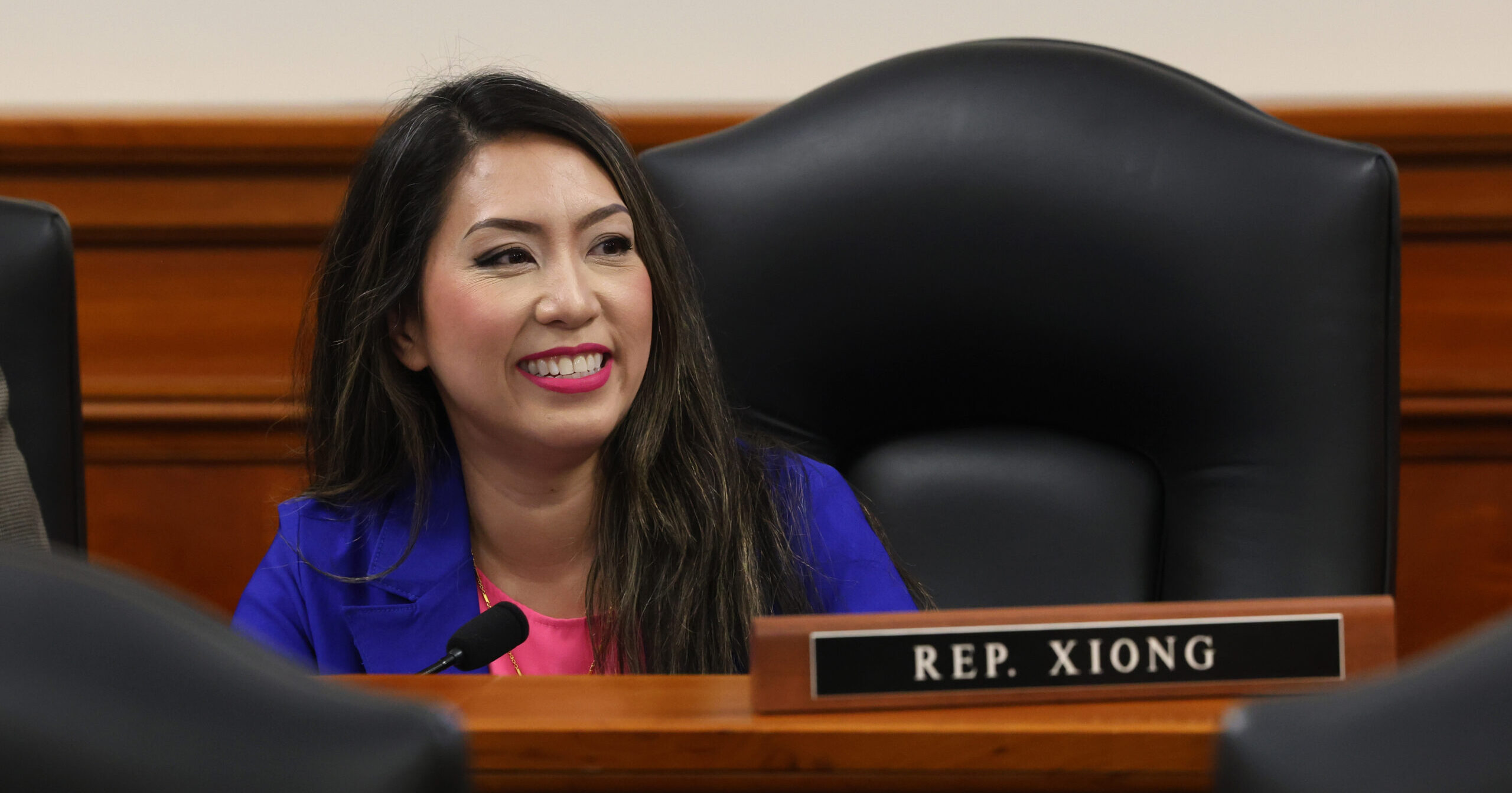 State Representative Mai Xiong sits on a committee meeting in the Anderson House Office Building.