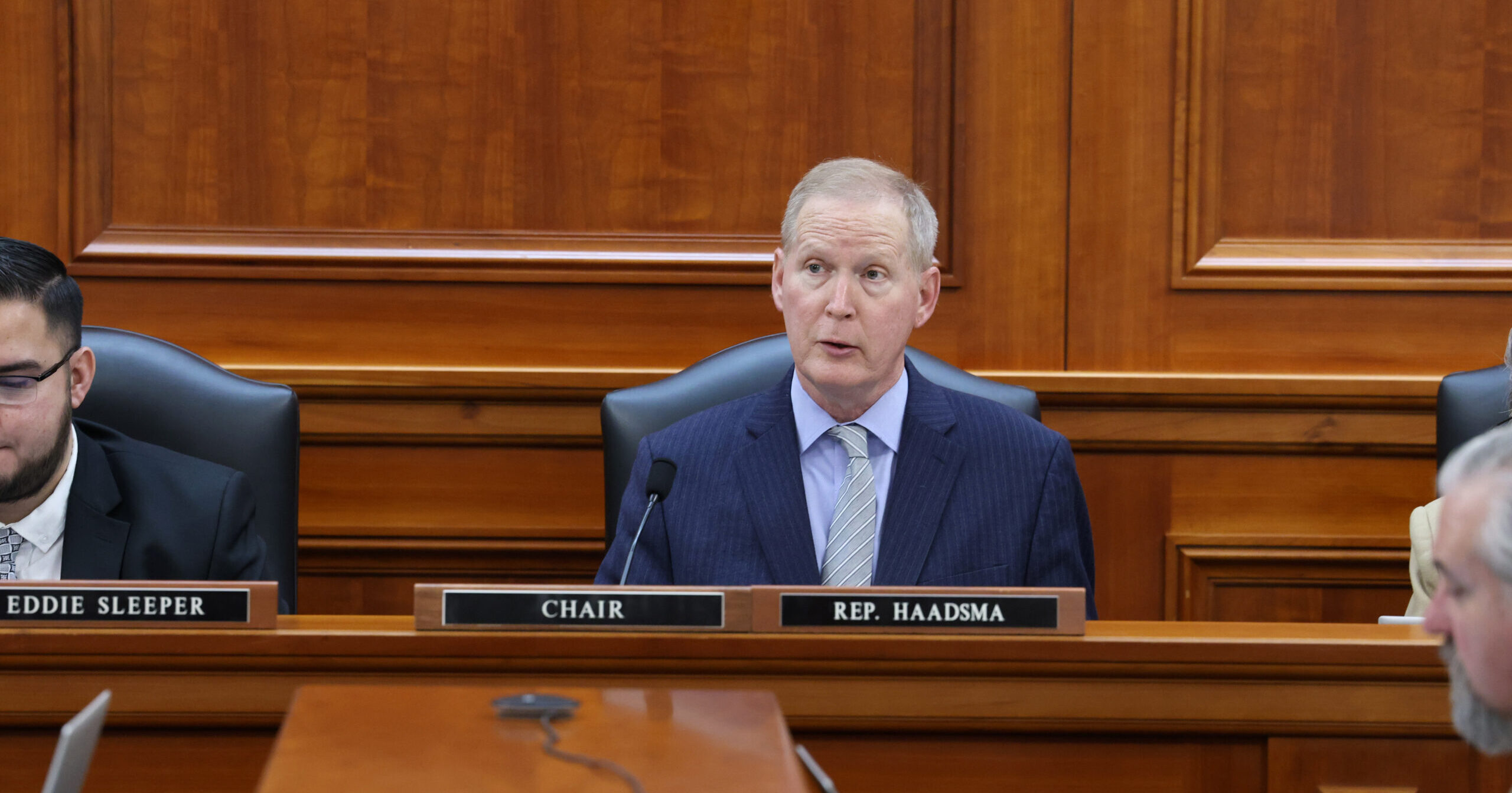 State Representative Jim Haadsma sits as Chair on the House Committee on Labor in the Anderson House Office Building.