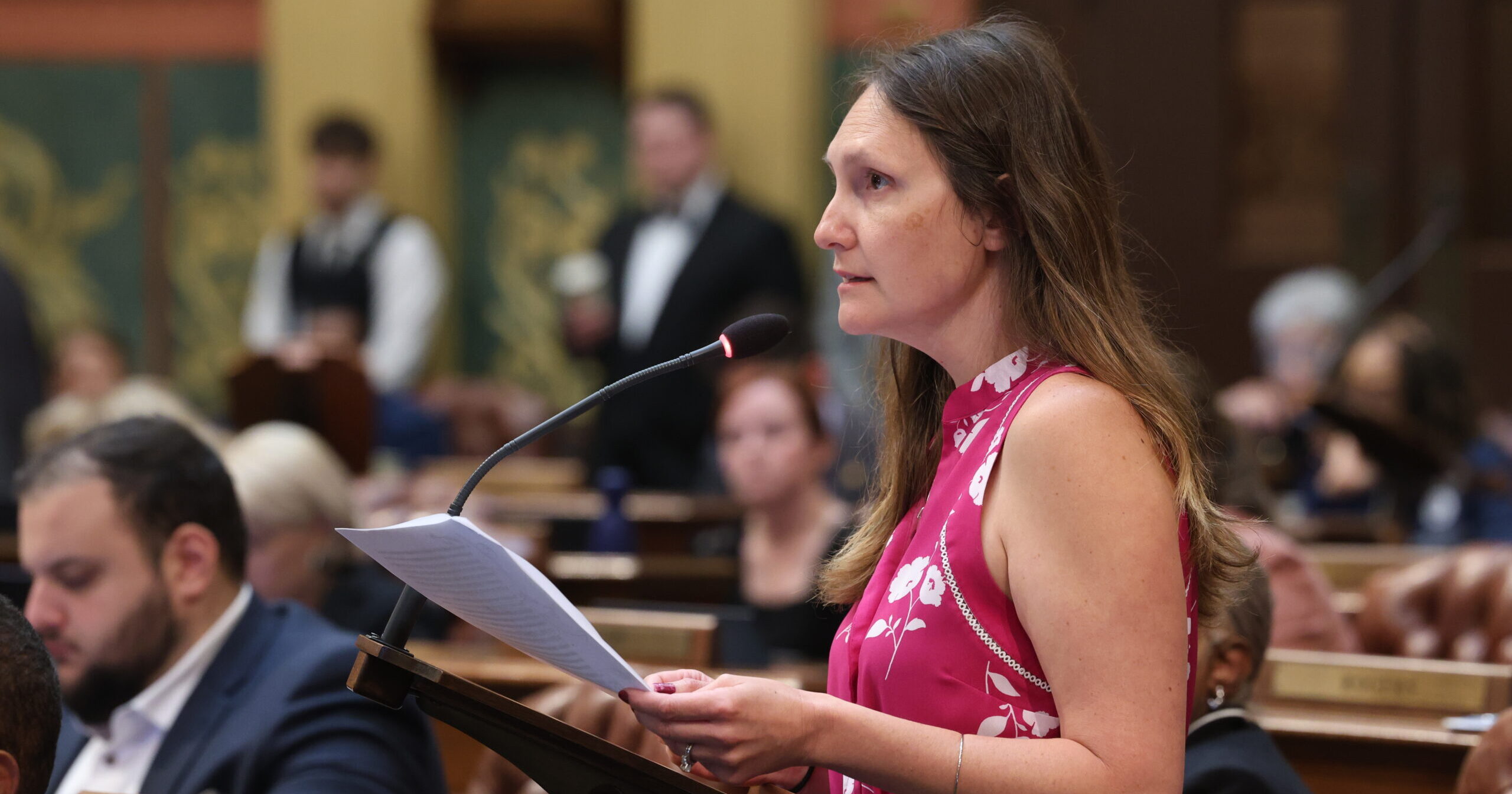 Michigan State Representative Penelope Tsernoglou speaks on the House floor.