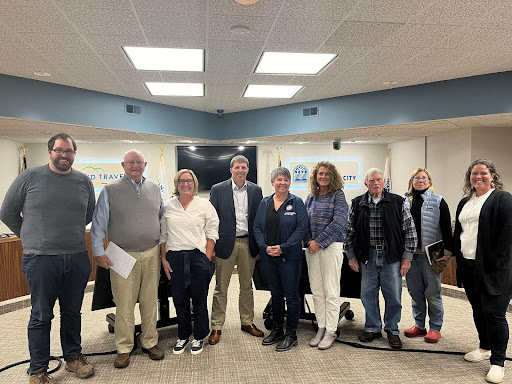 Roundtable participants from left to right: Isaiah Wunsch, Art McManus, Nikki Rothwell, MDARD Director Tim Boring, state Rep. Betsy Coffia, Leisa Eckerle, Jim Bardenhagen, Kelly Lively and Emily Miezio in Traverse City on Oct. 10, 2024