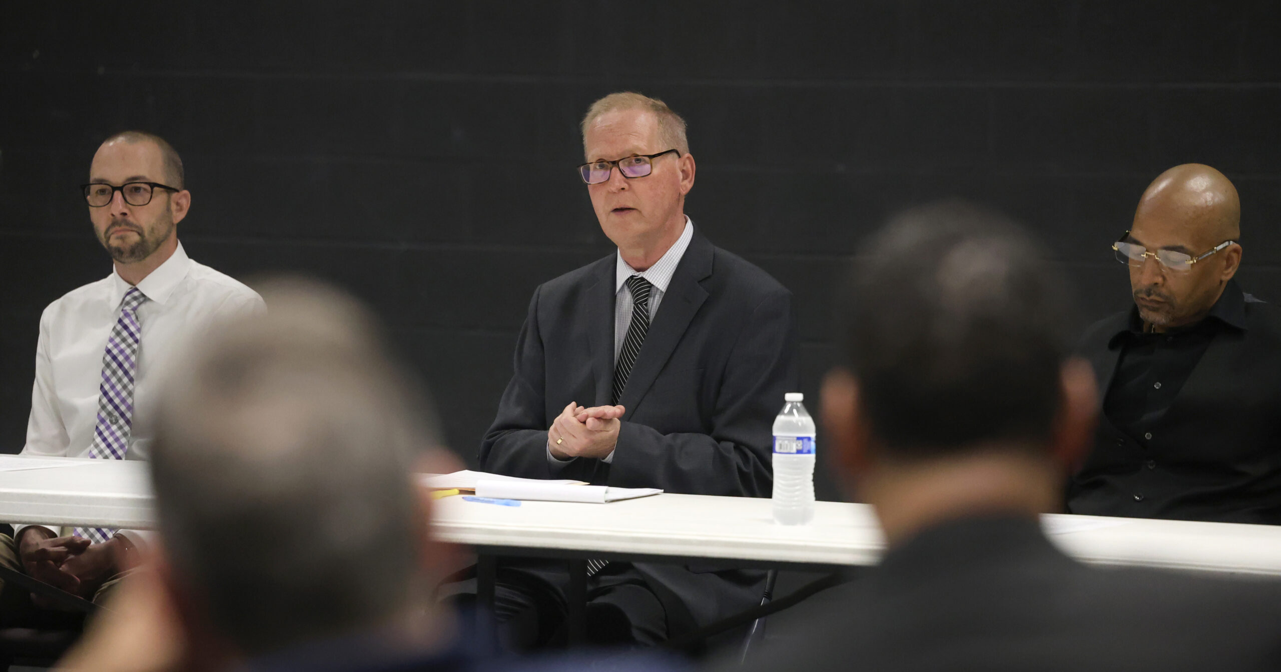 Michigan State Representative Jim Haadsma speaks at a school safety town hall.