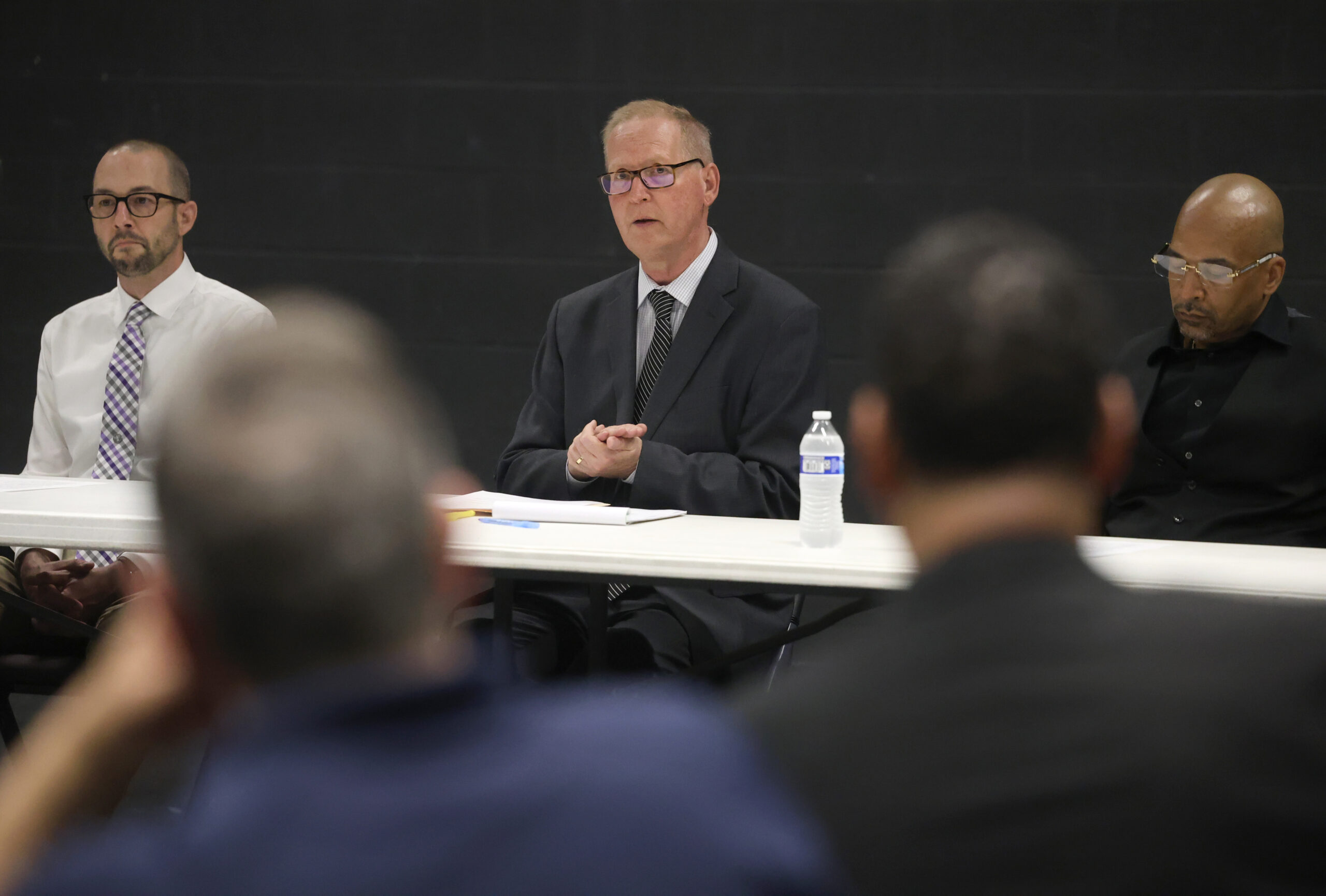 Michigan State Representative Jim Haadsma speaks at a school safety town hall.