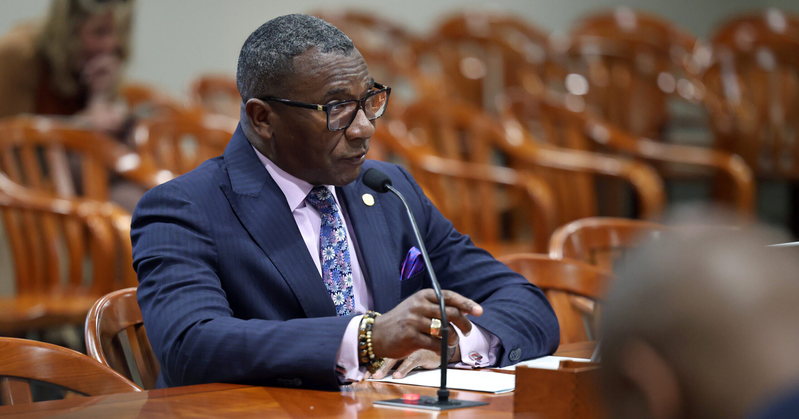 State Rep. Amos O'Neal speaks to a committee.