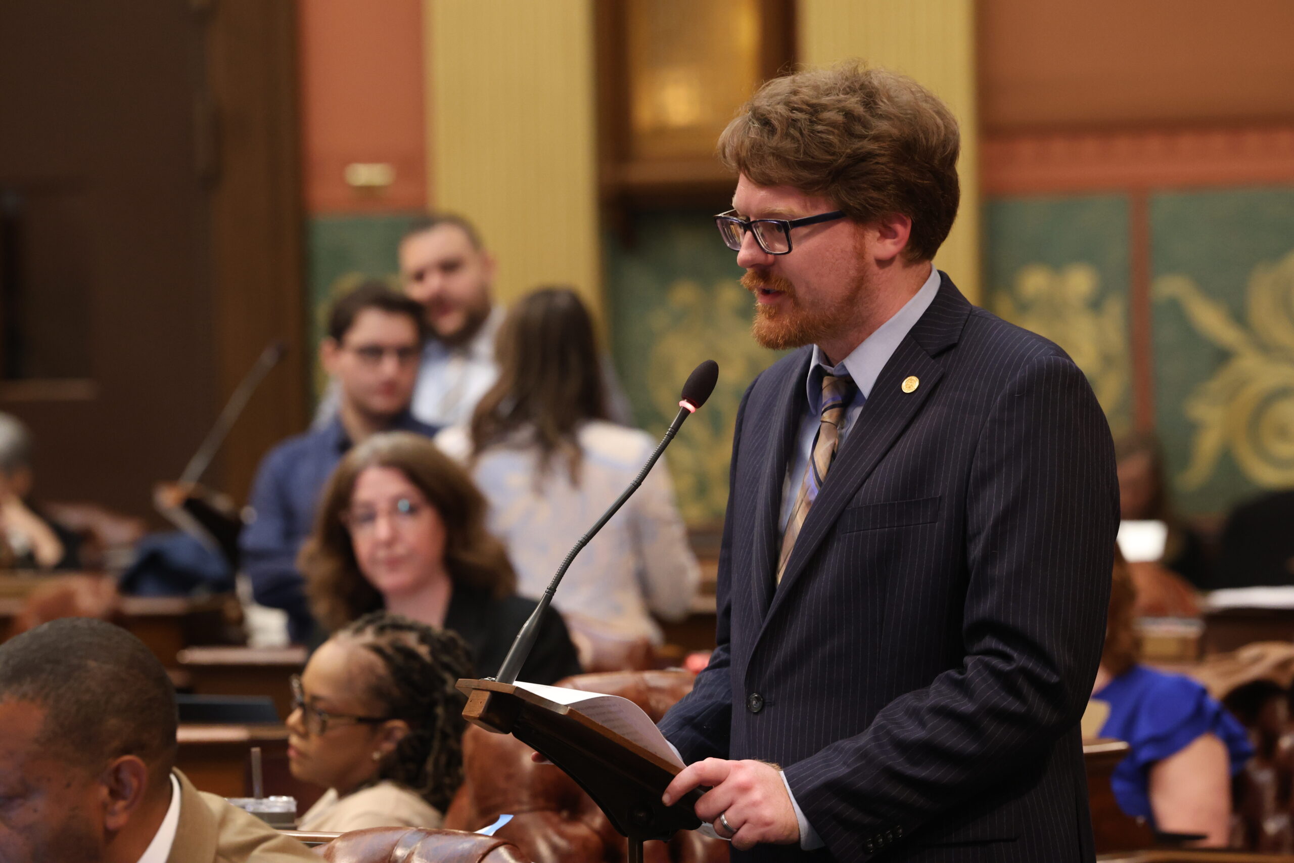 Michigan State Representative Joey Andrews speaks on the House floor.