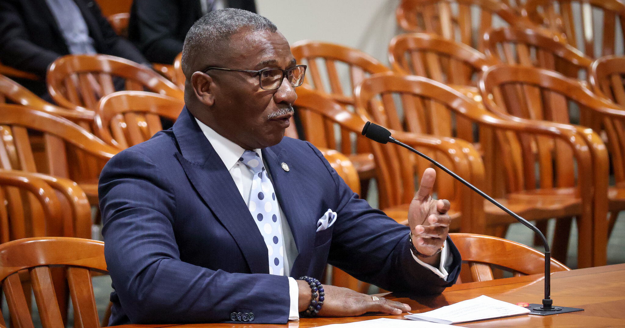 State Rep. Amos O'Neal speaks in committee.