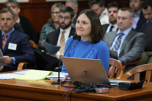 State Representative Penelope Tsernoglou testifies in the Election Committee on House Bill 4127.